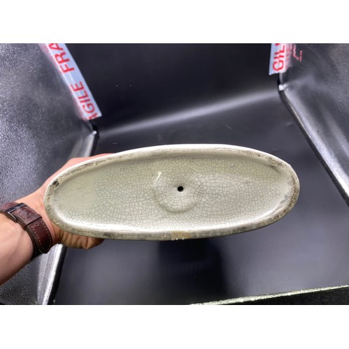 1392B - Antique Flatback figure of lady and gentleman upon a clock likely from 19th century.