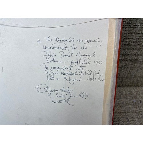 1013C - Frame Water Colour Of Daffodil Field in Conwy Wales by Welsh artist Olwen Hughes 1990 to commemorate... 