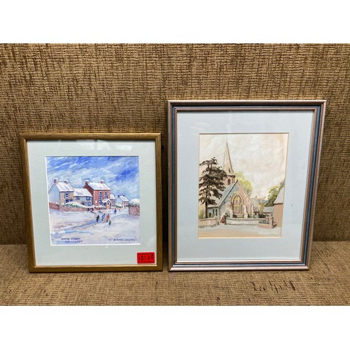 1013F - 2 framed water colours one of Horeb Chapel Oelligaer by Welsh artist Olwen hughes.