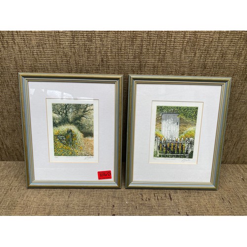 1014D - 2 limited edition framed prints by David Beattie, including: Manordeifi Summer and Monordeifi Autumn... 