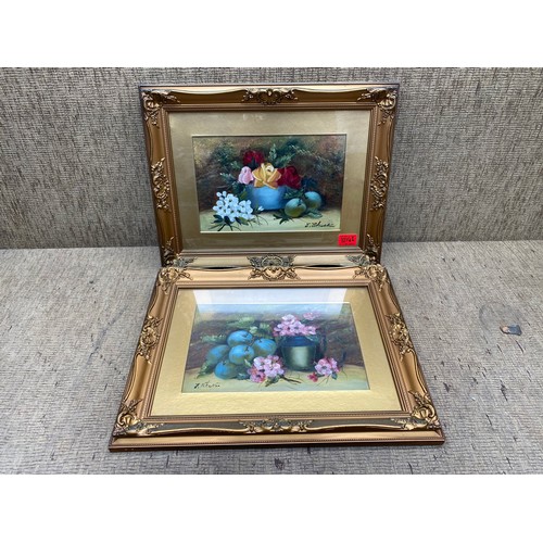 1014F - 2 still life oil paintings in frames by Evelyn Cheston (1875-1929) in Edwardian gilt frames.