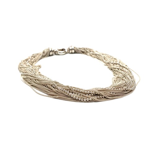 1236 - Beautiful 1930s Art Deco multi-strand torsade collar necklace made of 925 silver by Fredrick Field, ... 