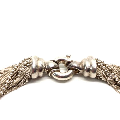 1236 - Beautiful 1930s Art Deco multi-strand torsade collar necklace made of 925 silver by Fredrick Field, ... 