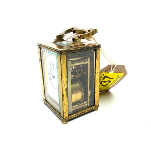 1237 - 1900 French Brass Miniature Carriage Clock R & Co. (working).