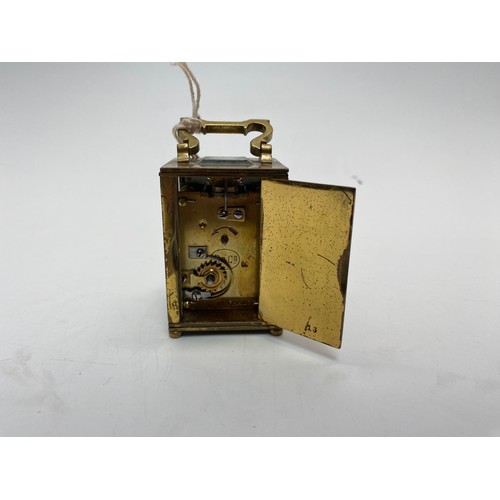 1237 - 1900 French Brass Miniature Carriage Clock R & Co. (working).