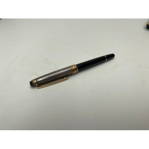 1240 - Lovely Mont Blanc Fountain Pen with 18k gold nib and 925 Germanic Silver Lid in the original case an... 