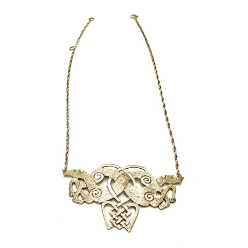 1022 - Gorgeous vintage sterling silver Welsh Celtic Necklace made in Tregaron.