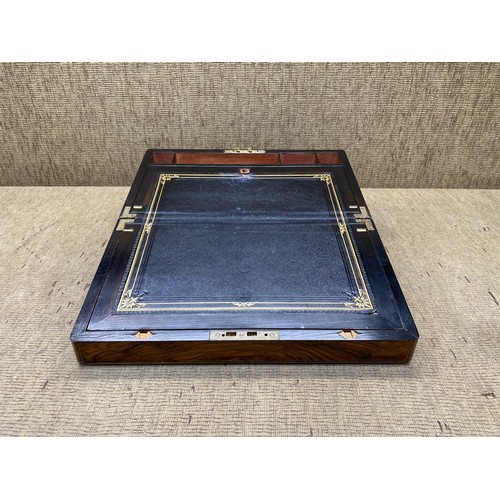 Gorgeous oak writing slope with leather and keys