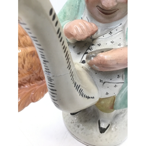 844 - Beswick cat, Sylvac dog and a Staffordshire snuff taker teapot