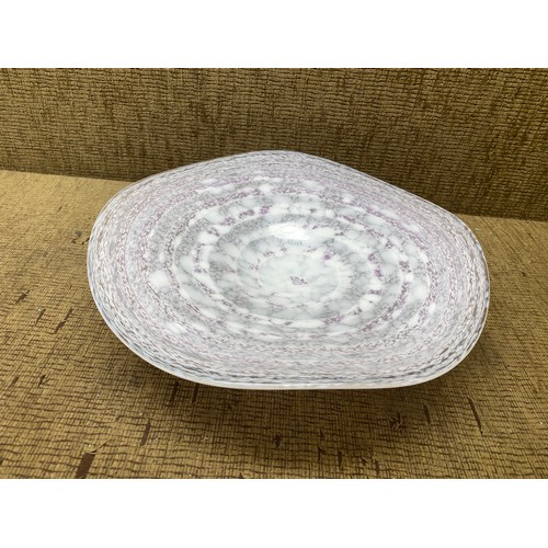 824 - Three studio art glass items including a vase 28cm, tulip vase 30cm and a bowl