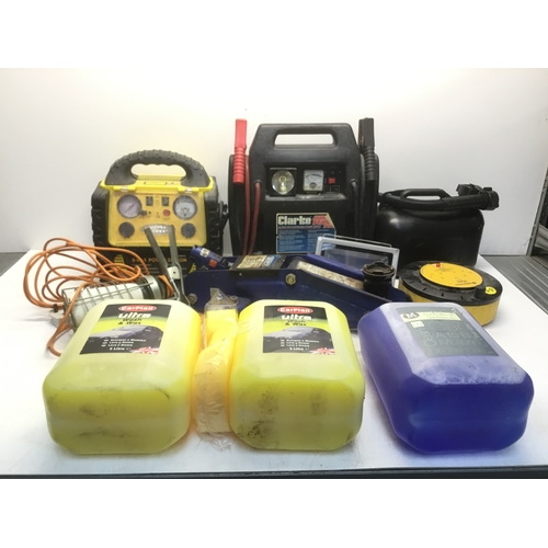 237 - Car accessories including Clarke jump start 900, 2 ton trolley jack and wash and wax