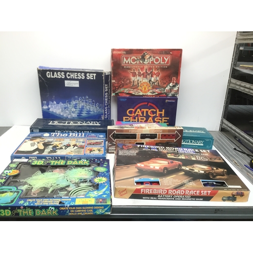 251 - A selection of board games and a Firebird road race set