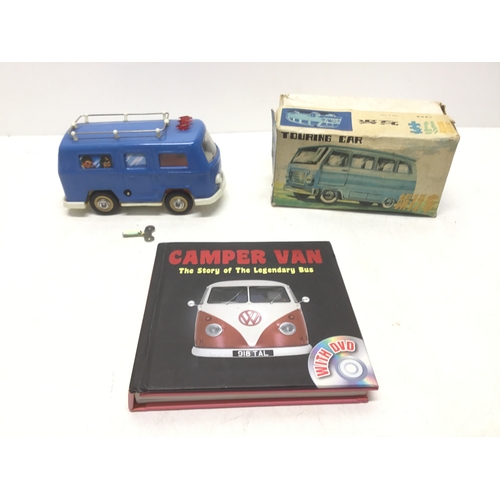 886 - Vintage 60’s or 70’s clockwork Volkswagen styled bus in original box