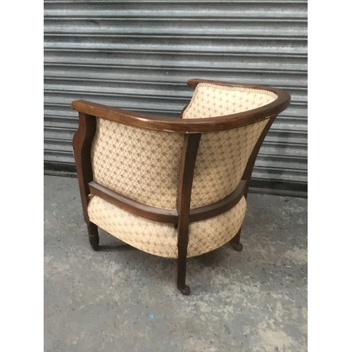 31 - Edwardian tub chair with mahogany frame