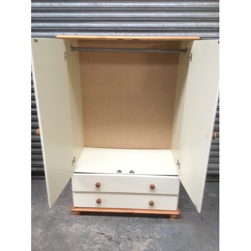 40 - Modern double door 3/4 height wardrobe with two drawers 138cm x 88cm