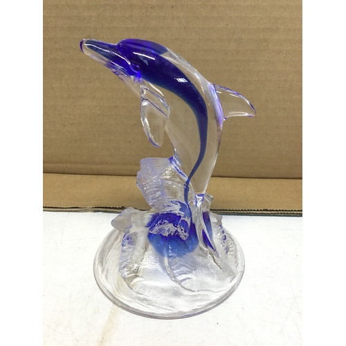 802 - Four Royal Crystal Rock figurines and a Crystal D Arque dolphin