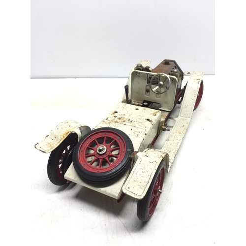 821 - Vintage Mamod SA1 Steam Roadster, a steam-powered model car (missing seat)