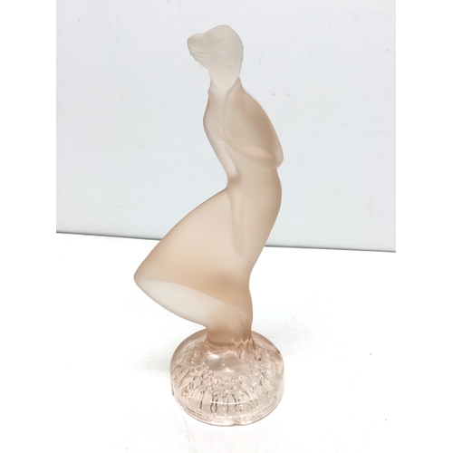 827 - Art Deco frosted glass Bohemian style crystal woman lady figurine 23cm