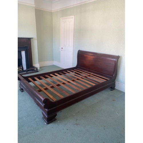 4 - Mahogany double sleigh bed with all fixtures
