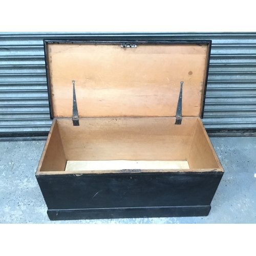 8 - Vintage Black painted wooden storage box 107cm x 52cm x 50cm