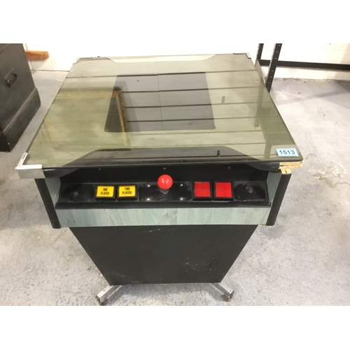 Vintage sit down 2 player arcade machine cabinet with screen and ...