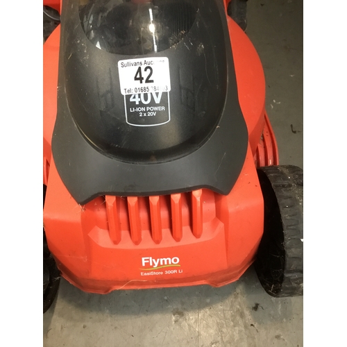 42 - Flymo Easistore 300R 40v cordless lawnmower with batteries and charger
