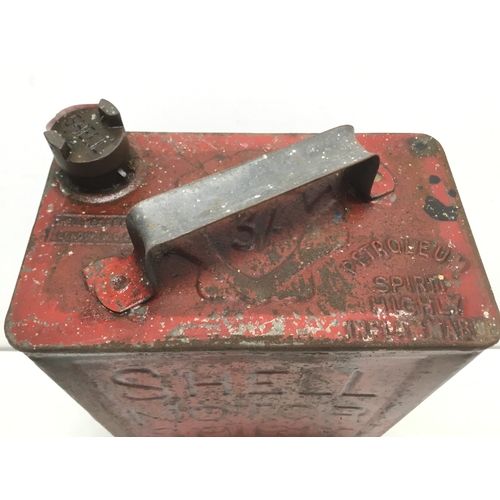 801 - Vintage Shell Motor Spirit metal fuel can