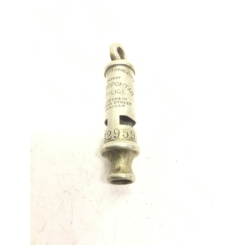 807 - Rare J Hudson and Co Metropolitan Police whistle with number 032959