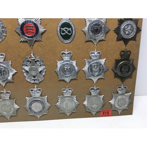 819 - A collection of 35 vintage police helmet badges including Merthyr Tydfil, Bristol and Leeds