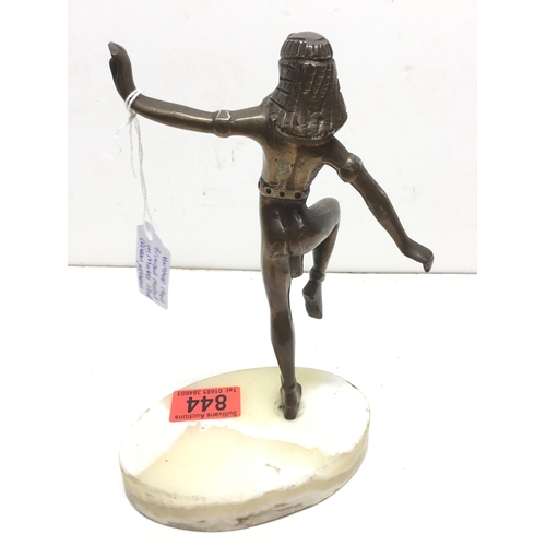 844 - Bronze statue of Egyptian Queen Nefertiti on a marble base 21cm circa 1940’s