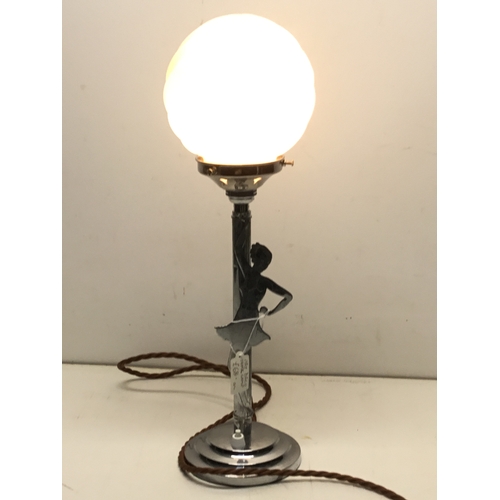 848 - Art Deco chrome table lamp with ballerina
