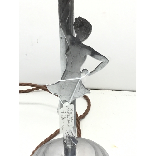 848 - Art Deco chrome table lamp with ballerina