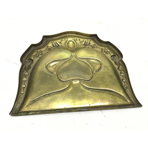 849 - Art nouveau brass crumb tray 24cm x 23cm