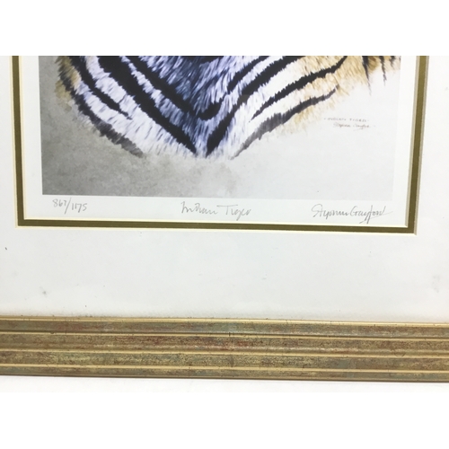 861 - A signed limited edition pair of prints Tiger and Leopard Cub by Stephen Gayford signed to the margi... 
