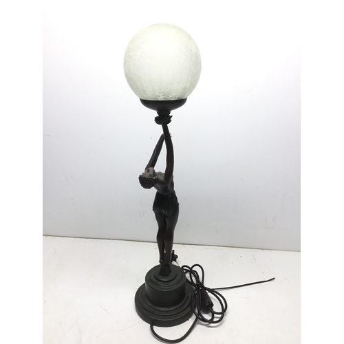 979 - Widdup and Bingham Art Deco styled bronzed table lamp 67cm