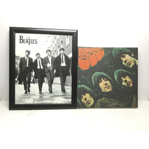991 - Two Beatles pictures including Rubber Soul canvas album cover