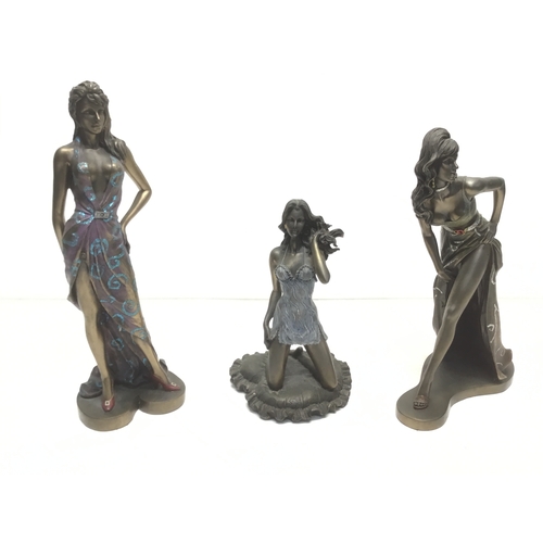 1011 - Three Italian bronzed figures by Veronese largest 30cm