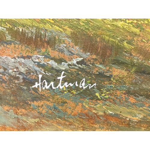 1017 - Oil on canvas country scene signed Hartman 69cm x 59cm
