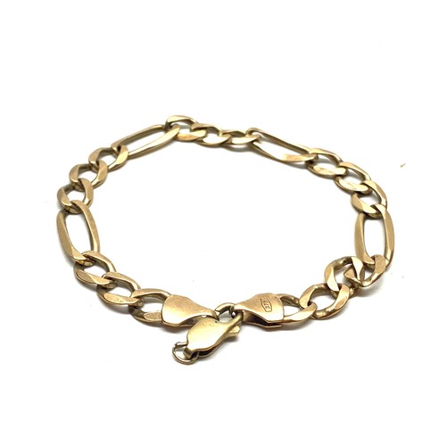 1268 - 9ct rose gold figaro bracelet. 6.8g