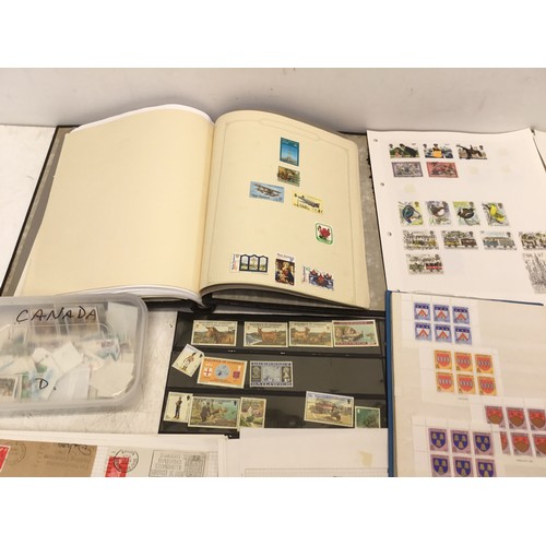 807 - Collection of stamps and stamp albums including Canada, Great Britain, jersey and gurnsey.