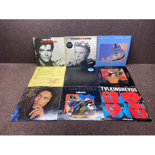 876 - Collection of vinyl LP records, including Talking Heads, Dire Straits and David Bowie.