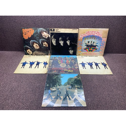 879 - Collection of vinyl LP records by The Beatles, including Help!, Abbey Road and Rubber Soul