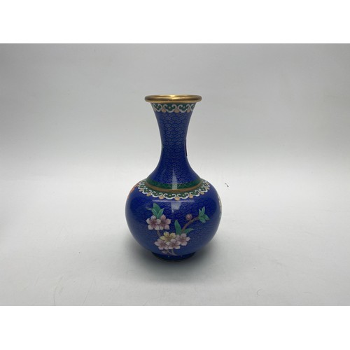 897 - Chinese cloisonn&eacute; vase with cobalt blue colour 23cm
