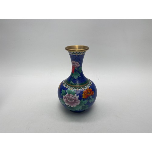 897 - Chinese cloisonn&eacute; vase with cobalt blue colour 23cm