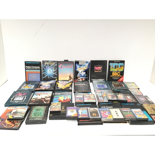 171 - A collection of vintage computer games including BBC and Acorn Electron (some cassettes missing from...