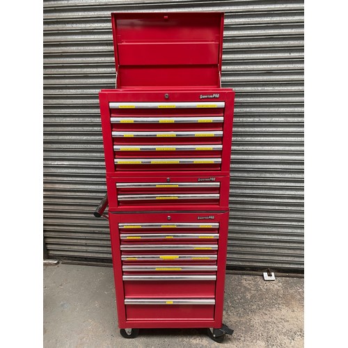 514 - Sealey Superline Combination 14; Topchest, Mid-Box Tool Chest &amp; Rollcab Combination, complete wi...