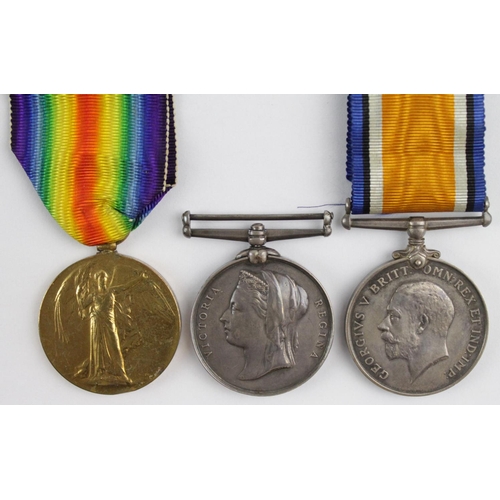 107 - Ashantee Medal, no clasp, named to 2112 Pte E Ball 2Bn. 23.R.W.Fus.1873-4. With WW1 BWM & Victory Me... 