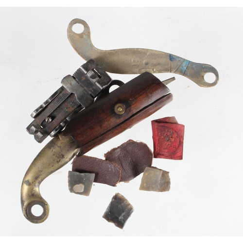 1087 - Antique Gun Spares as follows: 1) Two brass sideplates for flint or percussion military rifles. 2) R... 