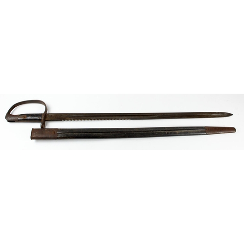 1091 - Bayonet 1879 pattern saw back artillery bayonet in good untouched condition with various inspectors ... 