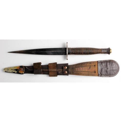 1138 - Fairbairn Sykes 3rd pattern Commando dagger, cross guard stamped 2 / 45 and Crows Foot 